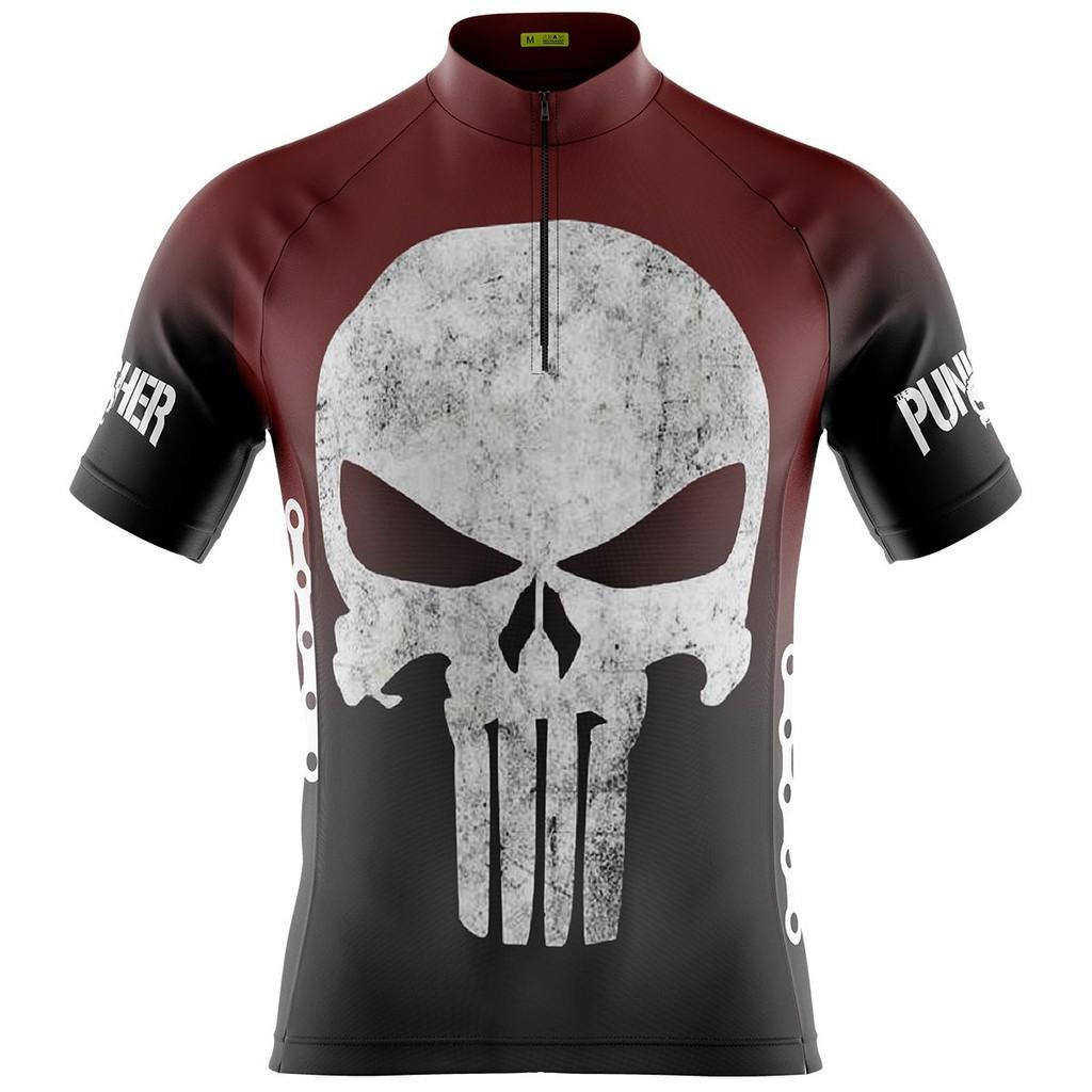 Camisa Ciclismo MTB Masculina Dry Fit Secagem Rápida com UV Manga Curta Justiceiro