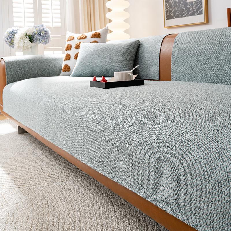 Solid Color New Cotton And Linen Sofa Cushion, Simple And High-End Sofa Cover, Universal Non-Slip Backrest Cover Cloth Towel For All Seasons