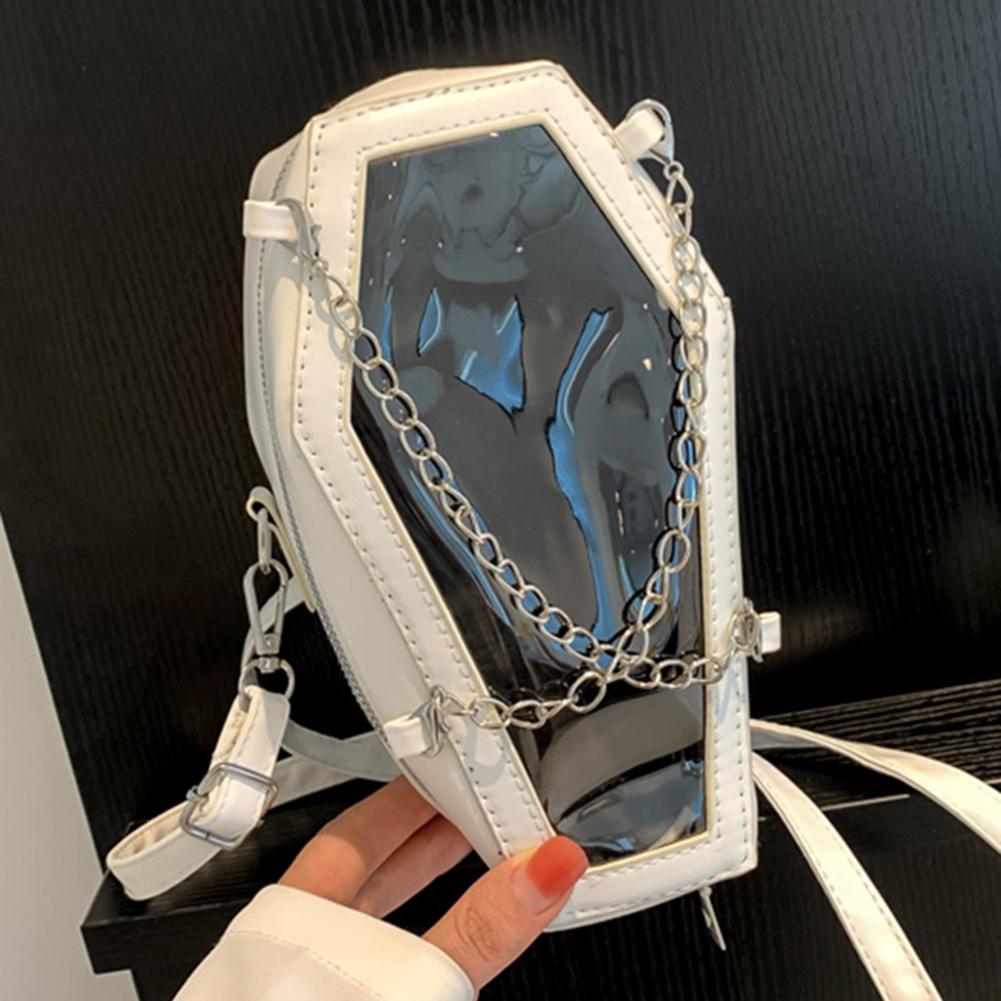 Женская сумка через плечо в форме гроба из ПВХ и ПУ, сумка на плечо, готическая сумка-тоут, прозрачная сумка для офиса, путешествий, косметики, косметички