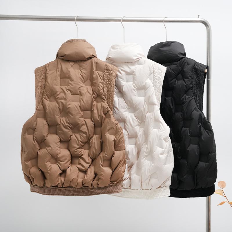 2024 Autumn and Winter New Down Stand-up Collar Vest Fashion Versatile Top Casual Pressure Glue Warm Vest Tide