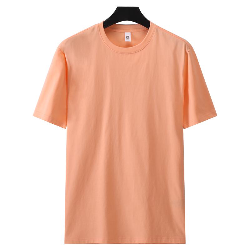 Zirunking Long-staple Cotton Short-sleeved T-shirt Unisex Top Youth Casual Solid Color Loose Round Neck Half-sleeved Top CHANGRONG