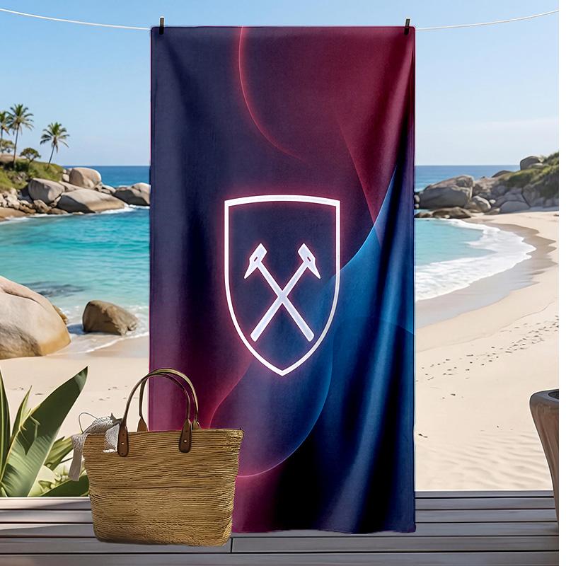 Пляжное полотенце West Ham United Football Print, Большое мягкое быстросохнущее полотенце для пляжа, кемпинга, плавания