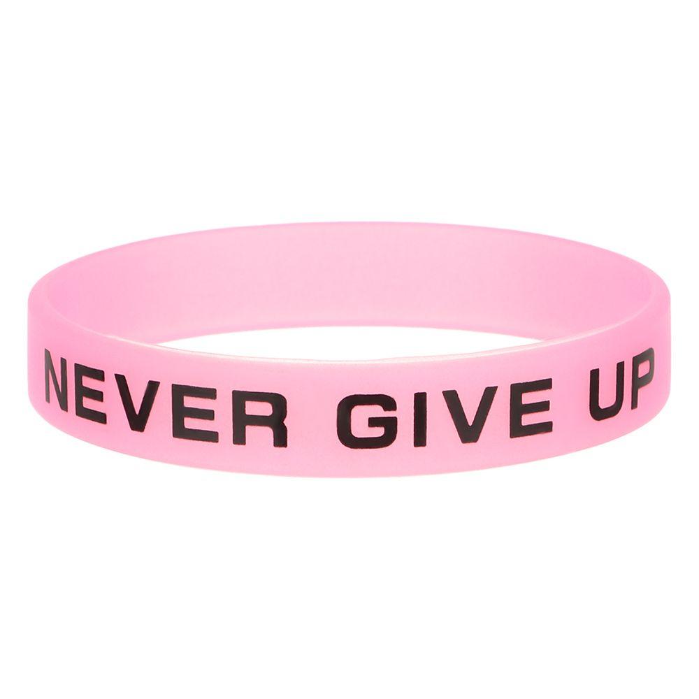 Silicone Wristband Friendship Men Women Never Give Up Luminous Rubber Bracelet Sport Cuff Bangle