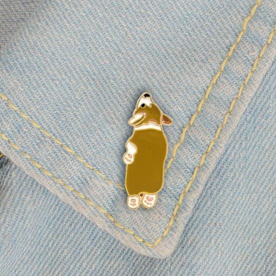 Милая собака корги, эмалированная брошь, булавка, унисекс, джинсовая куртка, воротник, свитер, шарф, значок