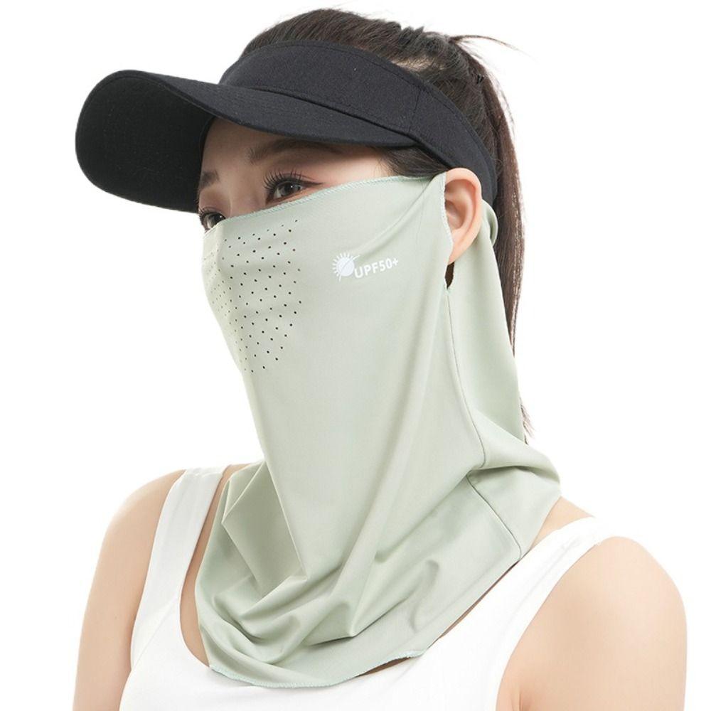 Letter Sunscreen Face Veil Breathable Neckline Face Cover Thin Summer Ice Silk Face Mask Hiking