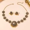 Tassel Rhinestone Necklace Earrings Luxury Choker Necklace Set Elegant Retro Jewelry Set  Ladies