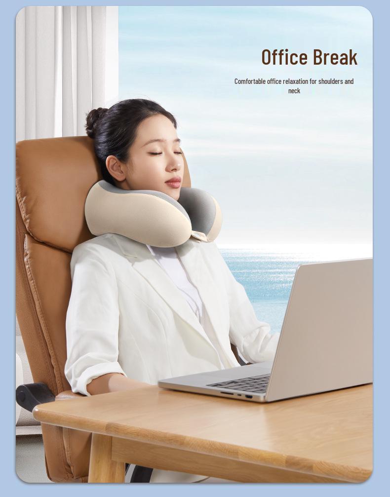 Дорожная подушка из пены с памятью U-образной формы с компактным хранением и поддержкой шеи с двумя выступами