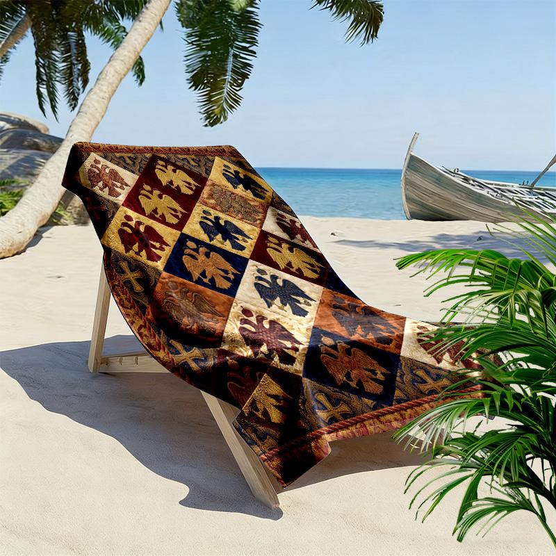 Cultural Puzzle Print Beach Towel, Large Soft Quick Dry Towel for Beach Camping Swimming