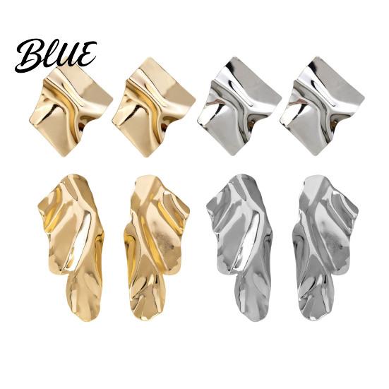 Comfortable Stud Earrings 1 Pair Geometric Irregular Design Metal Shape