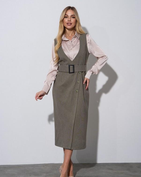 Wool Sundress with a Deep Neckline ISSA PLUS