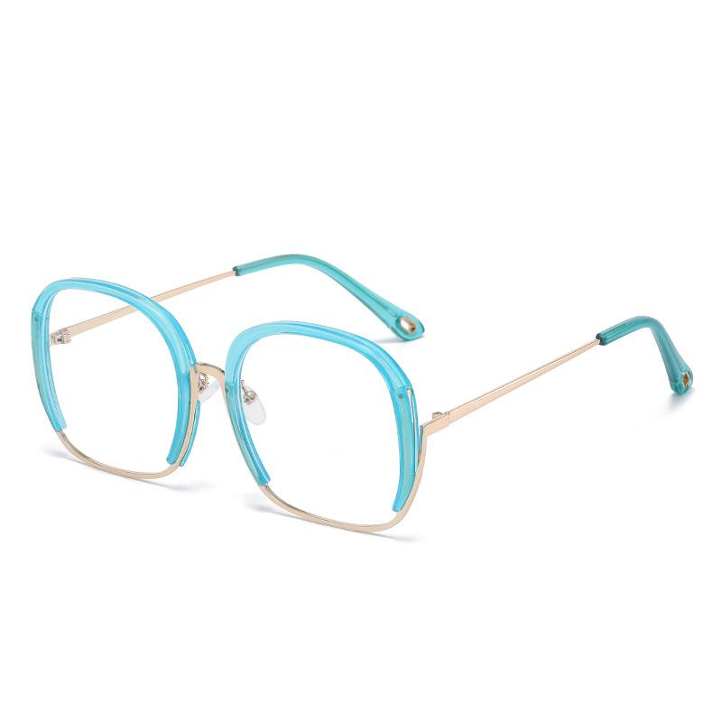 68040 Металлическая полукруглая большая оправа для очков, простые мужские и женские плоские очки с защитой от синего света