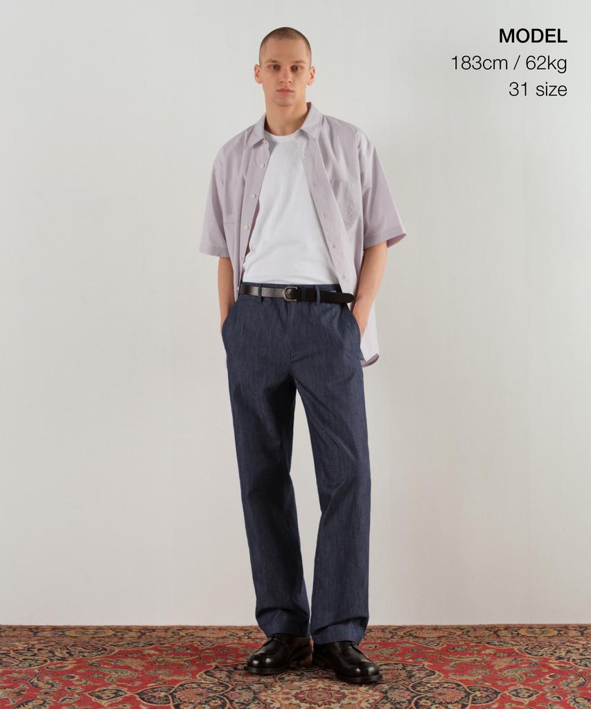 MUSINSA STANDARD Slub Denim-Like Officer Pants [Medium Indigo]