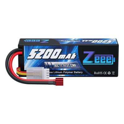 Аккумулятор Zeee 11.1V 80C 5200mAh 3S LiPo, Высокая емкость, для радиоуправляемых машин масштаба 1/18 и 1/10, радиоуправляемых изделий, дронов и т.д.. (Разъем T-Plug в комплекте)