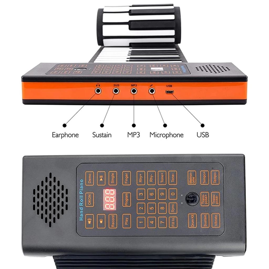 Пианино скручивающееся 88 клавиш Перезаряжаемое Портативное Электрическое Складное Пианино со 128 Ритмами 128 Звуками для Начинающих