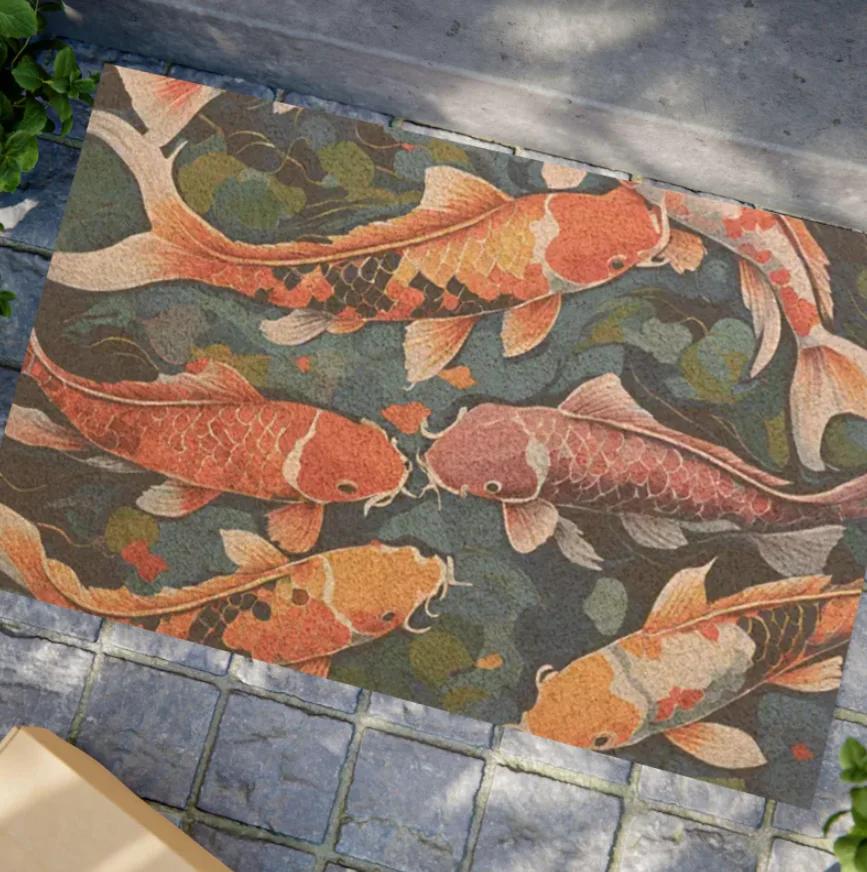 Ретро волны Коврик для двери Коврик Уличный Внутренний Добро пожаловать Прихожая Ковер Подарок на новоселье Декор передней двери Японский стиль Спокойный декор прихожей