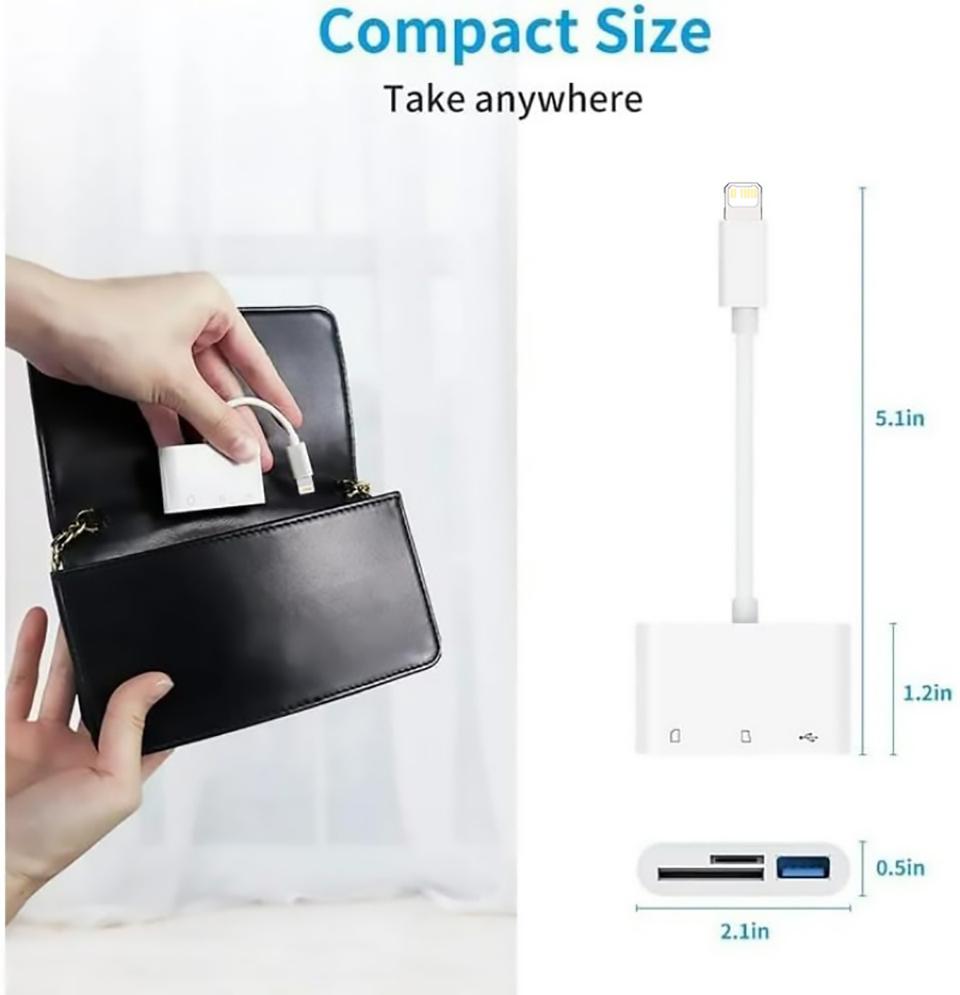 3 In 1 SD TF Card Reader For Apple iPhone 14 12 13 11 Pro Max XR XS USB C Camera Converter For iPad Android  Laptop OTG Adapter