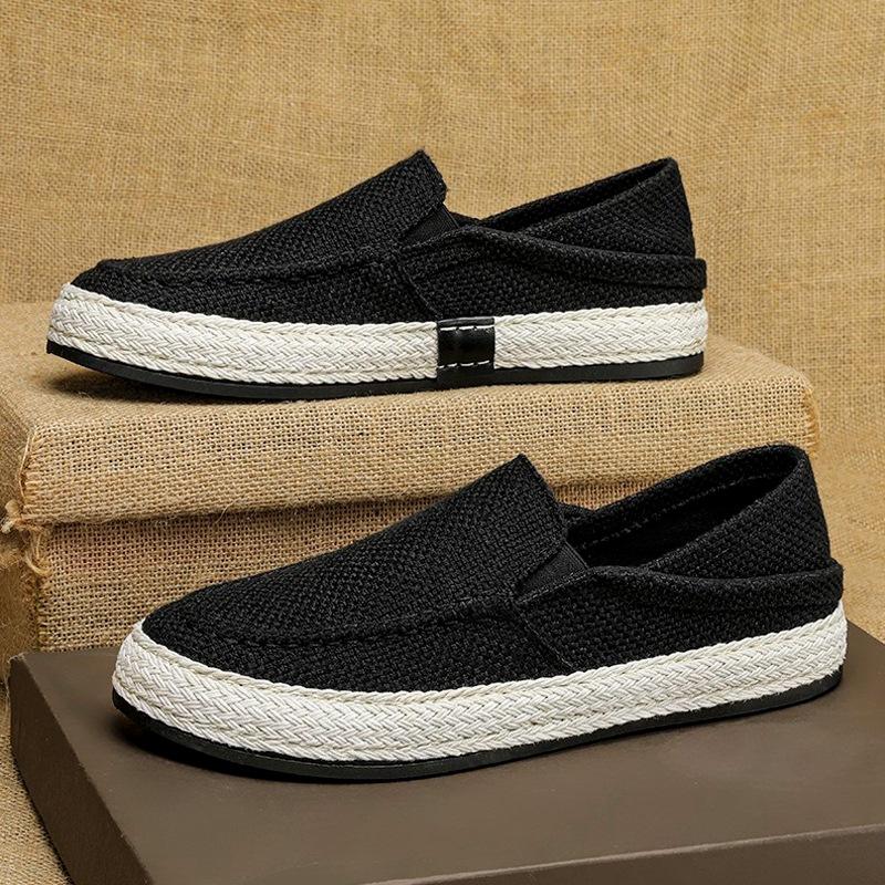 Canvas Men's Shoes Summer Casual Old Beijing Linen Shoes Men's Lazy One-pedal Fisherman Tide Shoes 2024 New