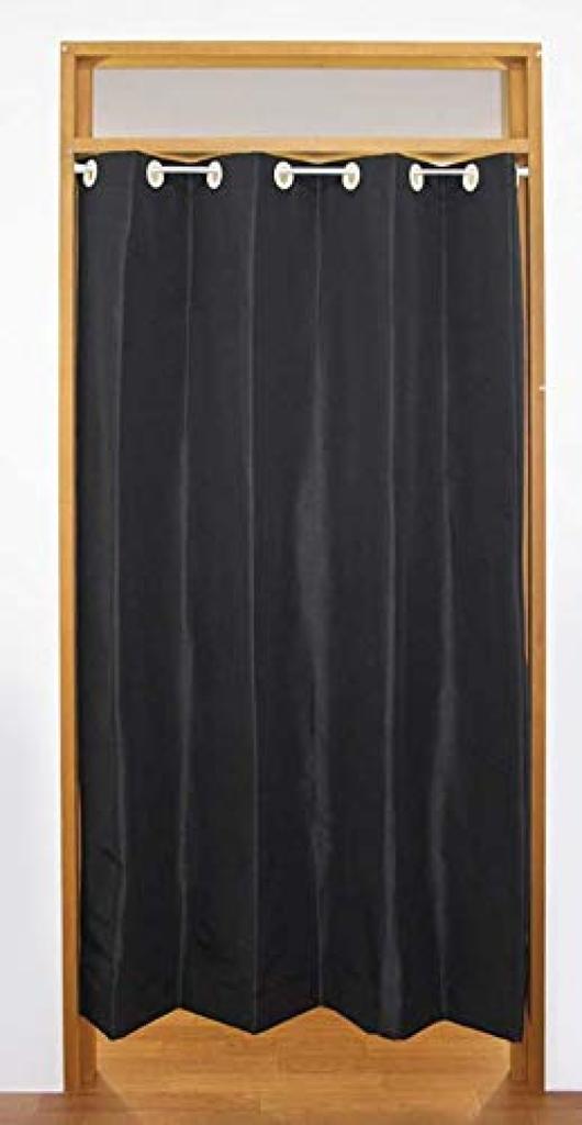И Перегородка-ширма 140 см шириной x 220 см 1 Сделано в Японии Энергосберегающая, Сшитая по-японски Изолированная, Звуконепроницаемая, Светонепроницаемая Штора, Комфорт, Черный,