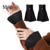 Stylish Layering Essentials Pleated Fake Sleeve Cuffs for Women, French Style Detachable Wrist Extenders with Buttons, Elastic Sweaters And