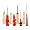 Universal Awl Set Small Size Wooden Handle Metal Tip Leather Stitching Awls for Home Sewing Leather Making and Hole Punching DIY
