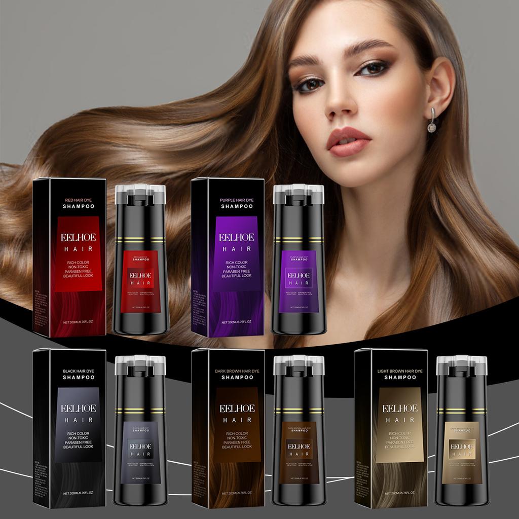 EELHOE Multi Color Hair Dyeing Shampoo Natural Non-irritating Nourish Scalp Easy Coloring Lasting Effect Smoothing Hair Dyeing