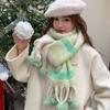 Small Fresh Rainbow Dopamine Scarf Girls Autumn and Winter Student Versatile Fringed Hairball Scarf