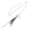[N8172] - Silver Gray 'Navajos' Long Necklace