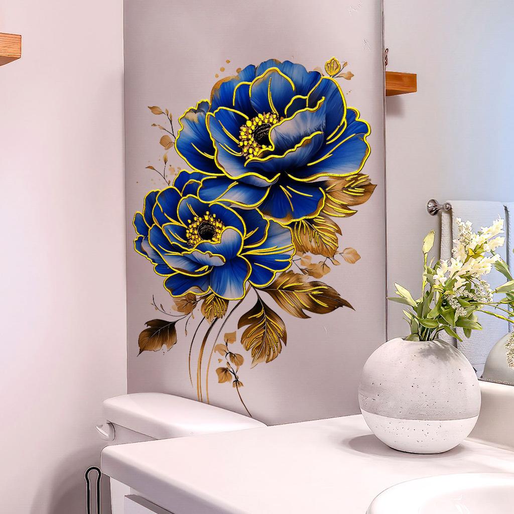Разнообразие расписанных вручную крупных цветов, бабочек, бронзовых настенных наклеек, декоративные наклейки для ванной, фона для спальни, самоклеящиеся настенные наклейки