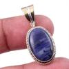 Natural Sodalite Gemstone 925 Solid Sterling Silver Two Tone Pendant 1.25'' I5n18