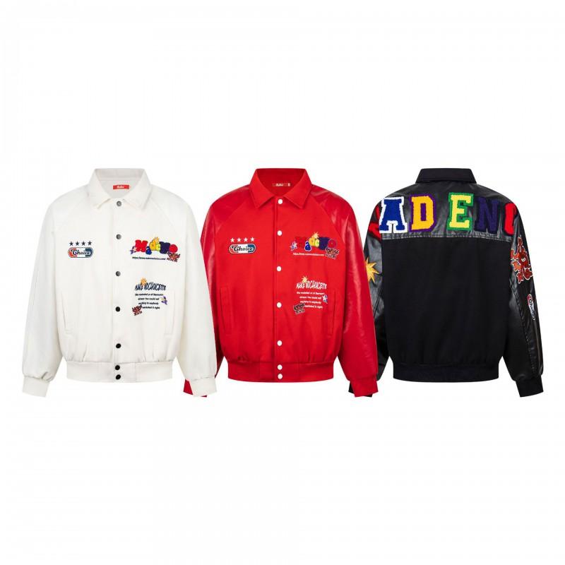 Unisex Vintage American Style Embroidered Letter Jacket Casual Loose Fit Outerwear Winter