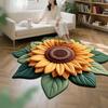3D Sunflower Floral Plush Rug Non-Slip Backing Easy To Clean Various Sizes Living Room Rug Home Decor
