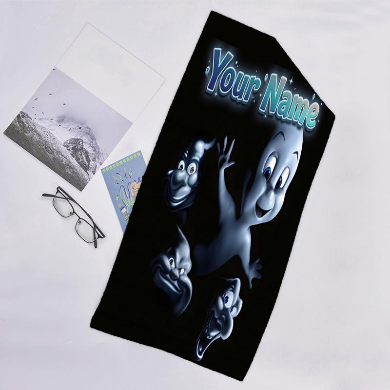 1pc Casper Beach Towel with Custom Name, Beach and Seaside Swimming Pool Equipment, Fashion Pattern, Rectangular, Travel Essential