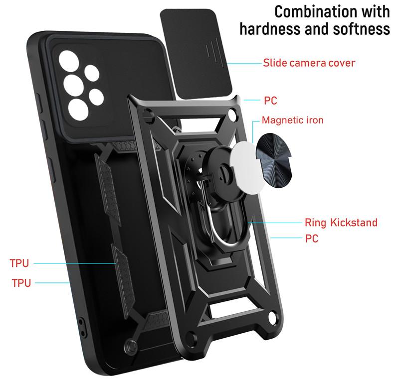 Защитный чехол для объектива камеры для Samsung Galaxy A32 4G Slide Armor Противоударный магнитный чехол-держатель для Samsung A 32 SM-A325F/DS