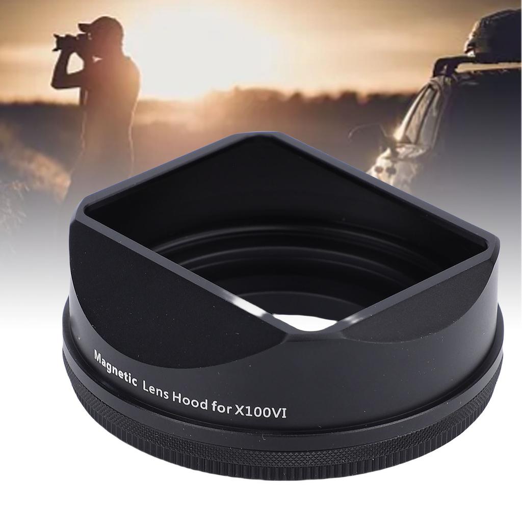   Metal Lens Hood Fit for Fuji X-E5  0VI Aluminium Alloy Retro Black Magnetic Camera Lens Shade