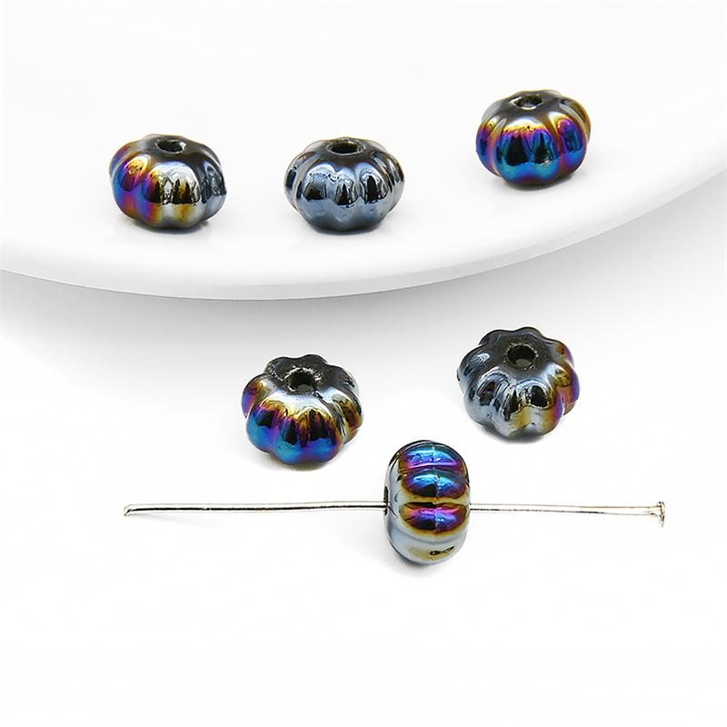 6 шт./пакет, керамические фарфоровые бусины ручной работы в форме тыквы, очаровательные бусины, свободные бусины-разделители для браслета, ожерелья, изготовление ювелирных изделий своими руками