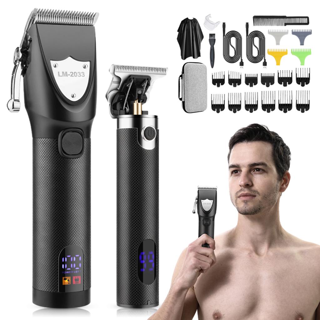 Men Hair Clippers Cordless Barber Hair Cutting Machine Kit Haircut Grooming Set LEDs Digital
