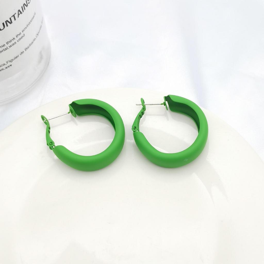 Vibrant C-Shaped Candy Color Hoop Earrings: Trendy, Cute, and Fashionable for Women