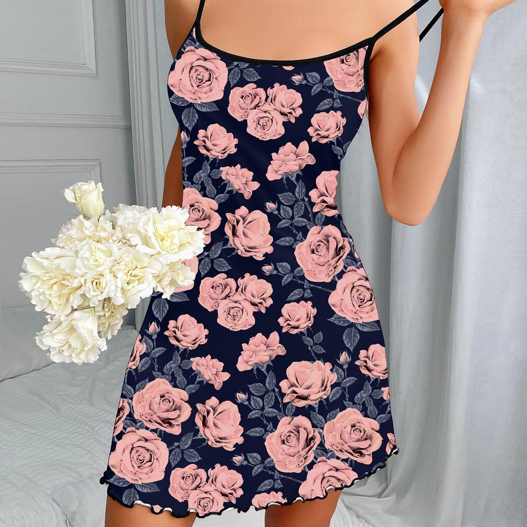 Новая сексуальная набивная молочная шелковая жилетка женская пижама платье на подтяжках домашняя одежда