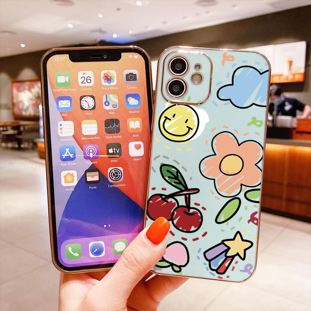 Красочные печатные узоры с квадратным краем корпуса с покрытием корпуса телефона Роскошное покрытие Мягкий чехол для телефона для iPhone Motorola Moto OnePlus Samsung