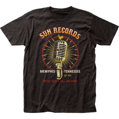 Мужская футболка Sun Records Studio Mic Рок-н-ролл Классическая футболка группы Новая Черная