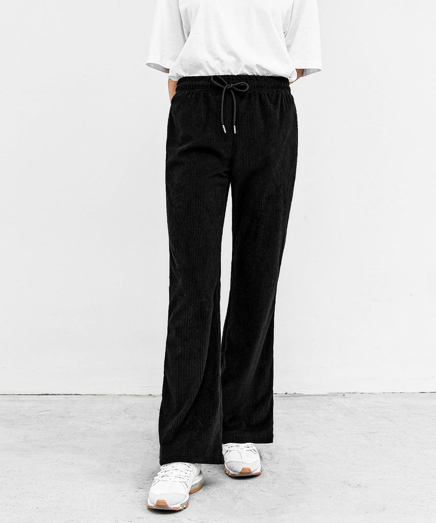TRIP LE SENS Corduroy Training Semi Bootcut Pants (Woman)_Black