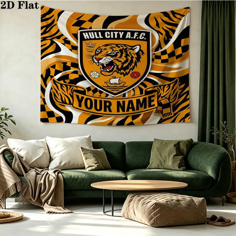 Custom Name Hull City2 Printed Tapestry – Wall Hanging for Bedrooms, Dorms, and Home Decor