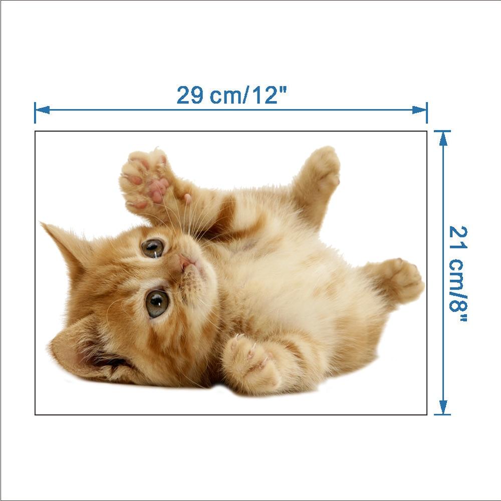 3D Cartoon Cats Toilet Wall Stickers For Kids Baby Rooms Poster Home Decor Cute Animal Cat PVC Self-adhesive Art