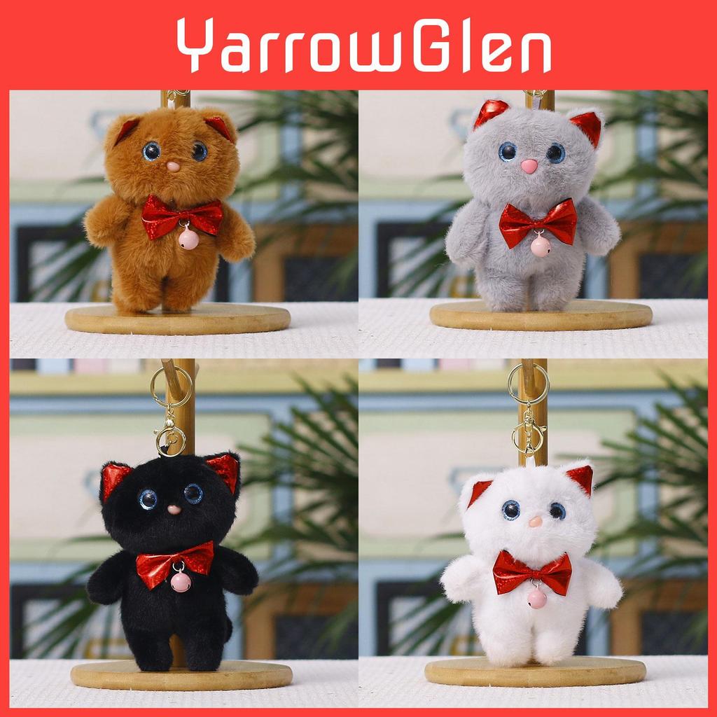 Плюшевый брелок-кошка с галстуком-бабочкой Милое мультяшное животное Подарок для детей и подростков