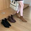 2025 Autumn and Winter Temperament Thin Heel Velvet Bare Boots Sleeve Elastic Thin Boots Kitten and Pointed Suede Short Boots Women