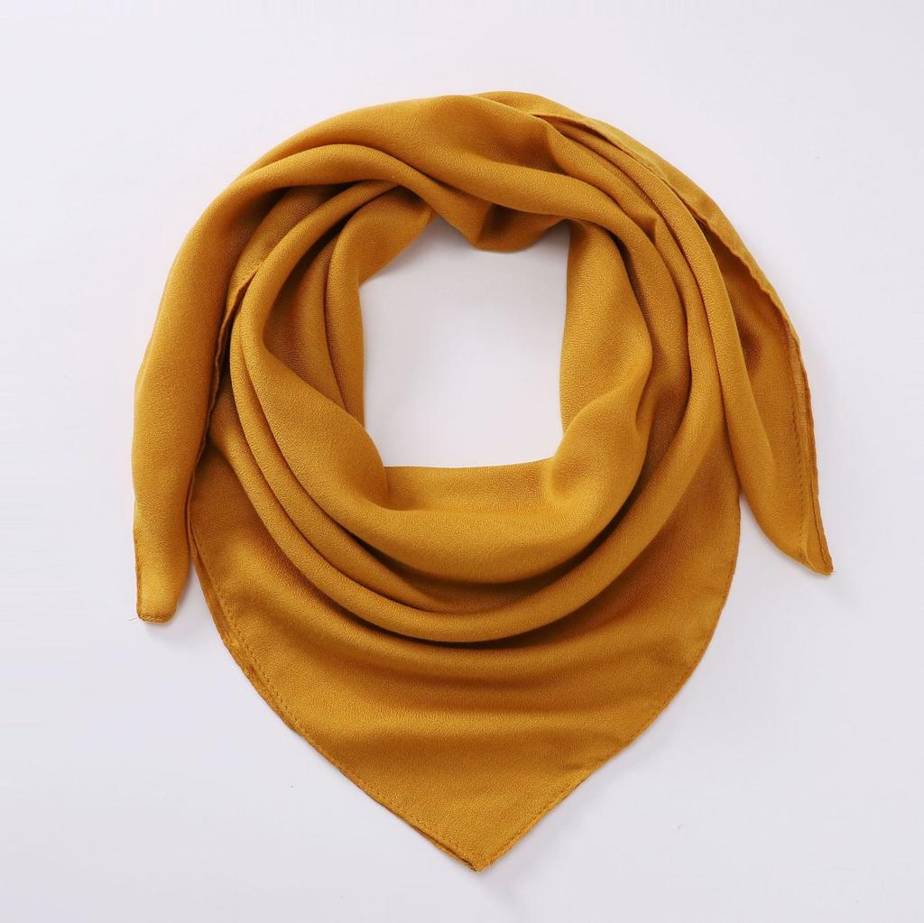 Solid Color Imitation Cotton and Linen Scarf for Women, 90CM Pleated Square Scarf, Headscarf Scarf