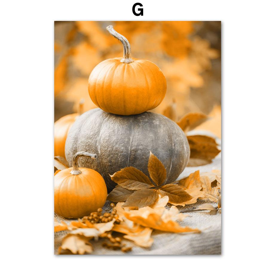 Autumn Forest Highway Lake Pumpkin Squirrel Village Nordic Poster Wall Art Print Canvas Painting Wall Pictures For Bedroom Decor