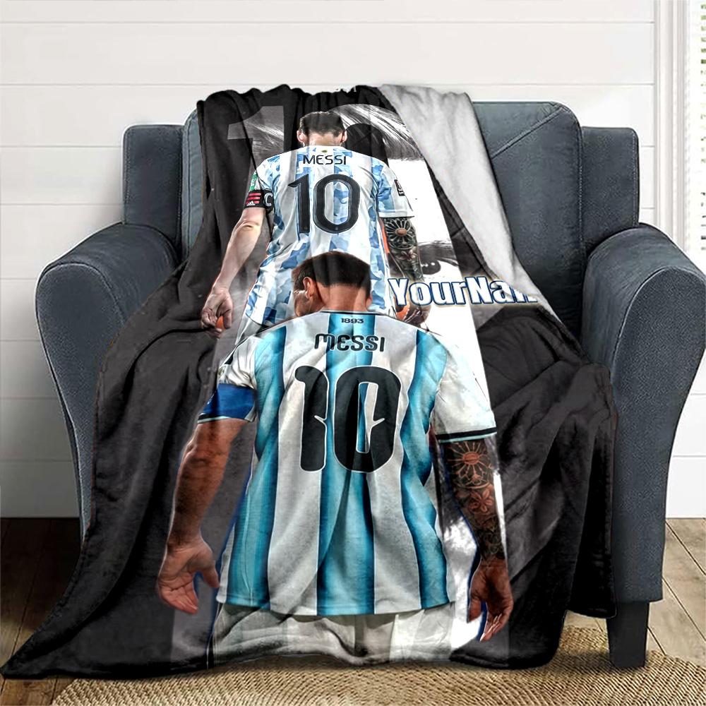Messi Customize Your Name Blanket Cozy Customizable Blanket Comfortable Versatile for Picnics Livingroom Living Room Nap Ideal for All Seasons