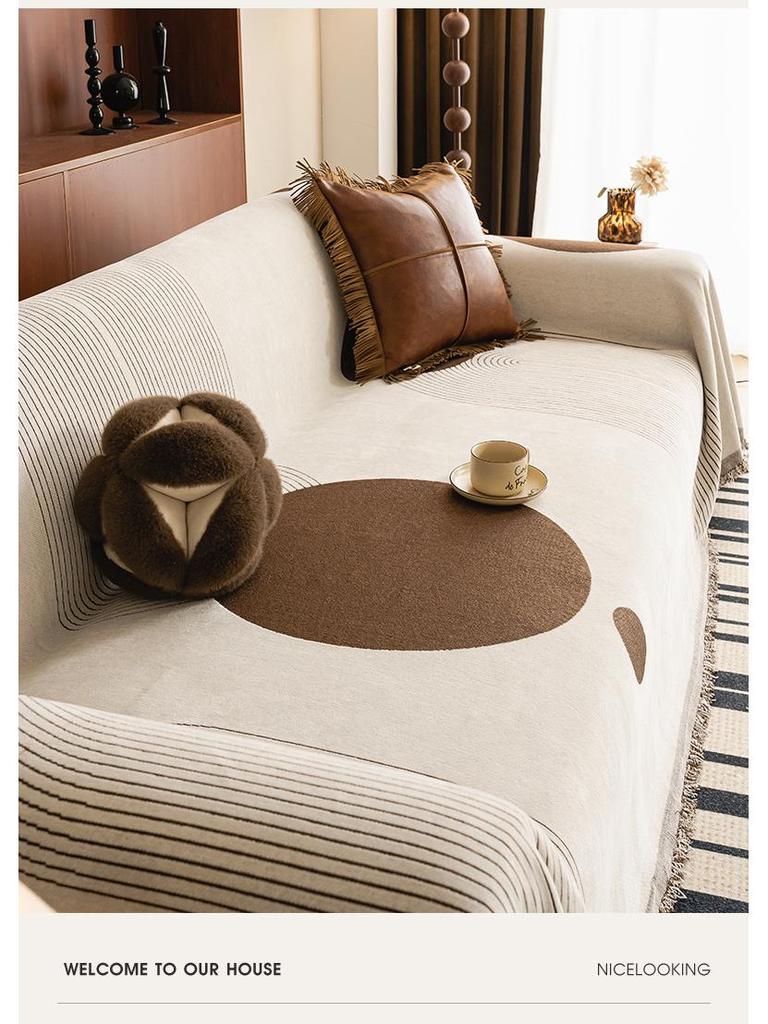 Роскошный летний чехол на диван из шенилла с нескользящим покрытием - Пылезащитная накладка с полной обвязкой