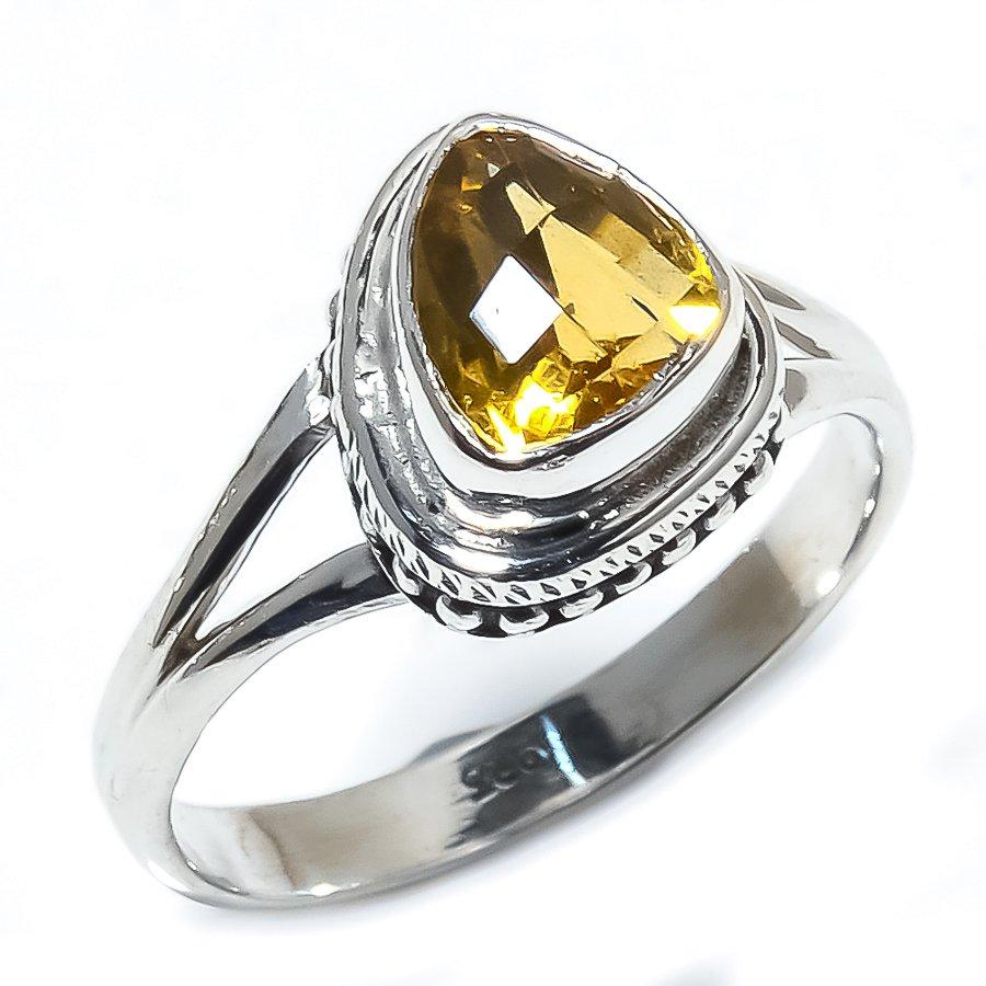 Natural Citrine Gemstone Handmade 925 Solid Sterling Silver Gift Ring S.9 P9d28